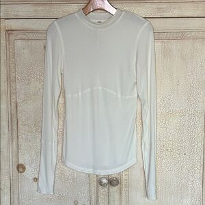 Free People Movement Laura Long Sleeve Rib Top Thumb Holes Ivory Size Small